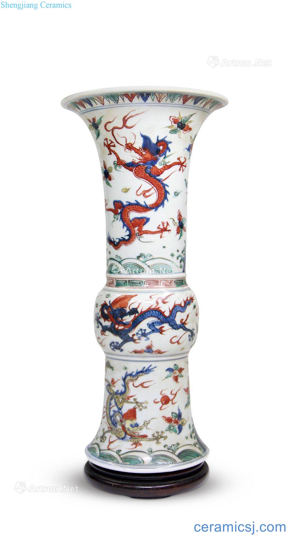 In the 19th century Five dragon grain vase with
