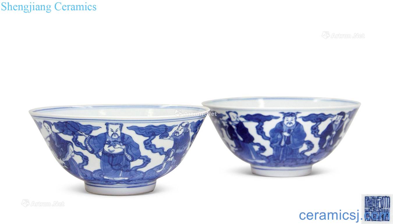 qing Blue and white the eight immortals figure bowl (a)