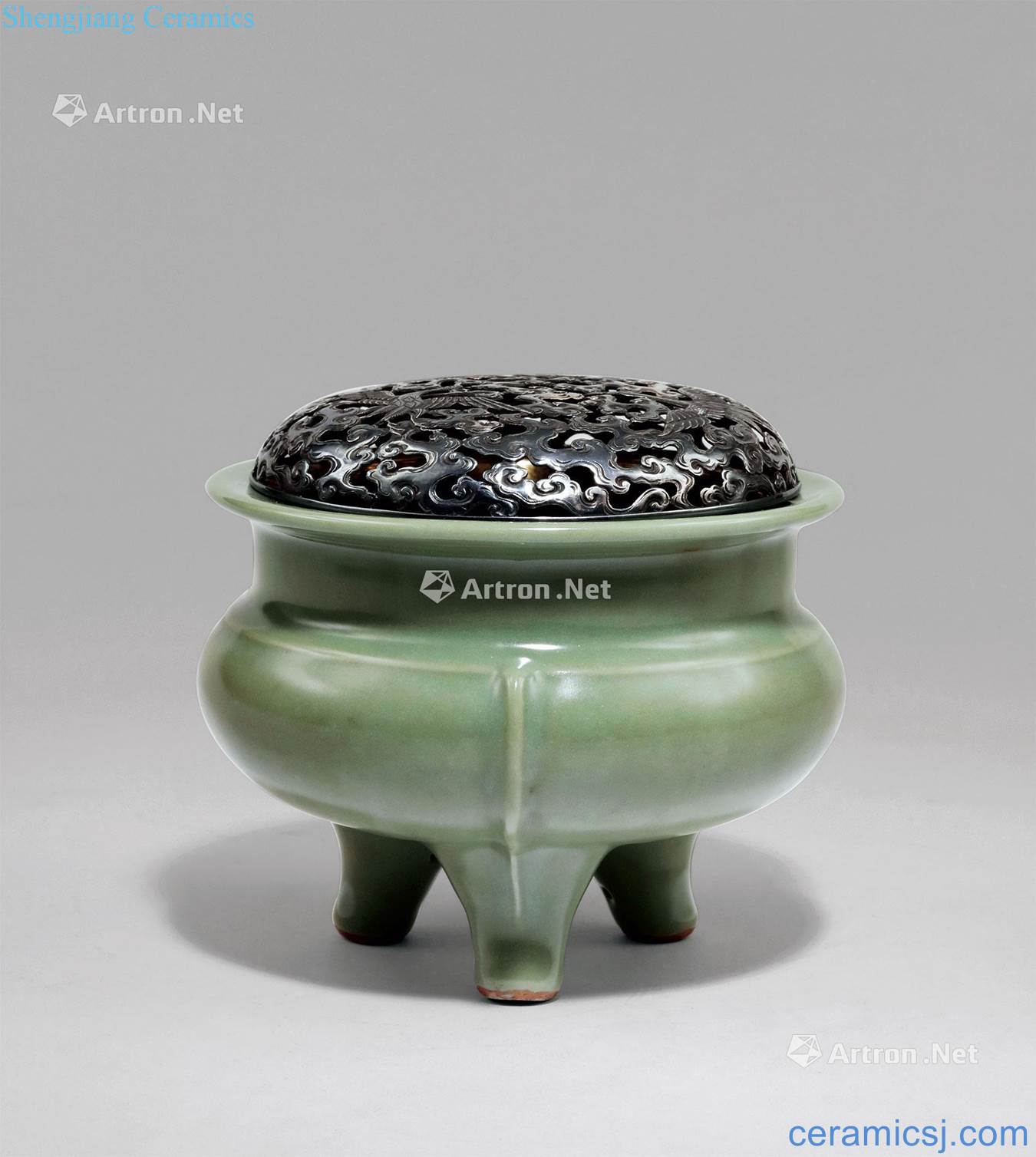 yuan Longquan celadon by incense burner