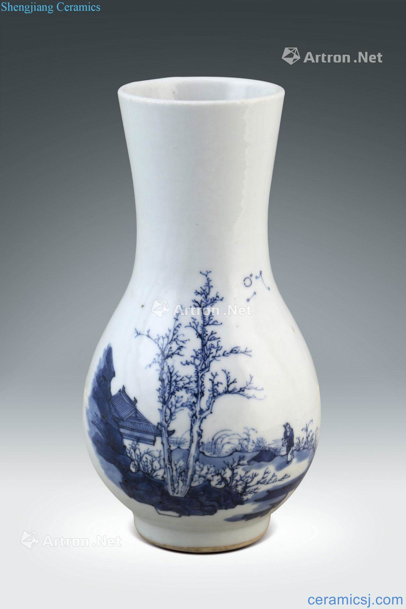 qing Blue and white on figure bottles
