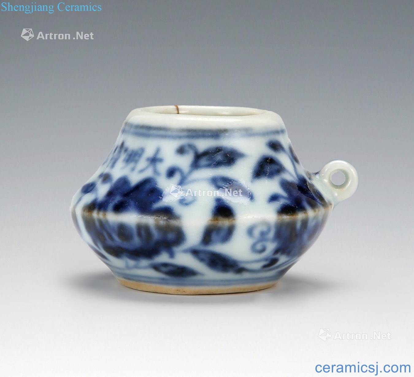 Ming - qing dynasty blue and white flower tattoos canister
