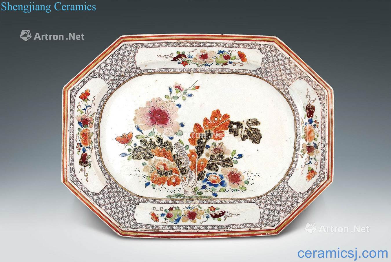 Colorful flowers lines anise plate