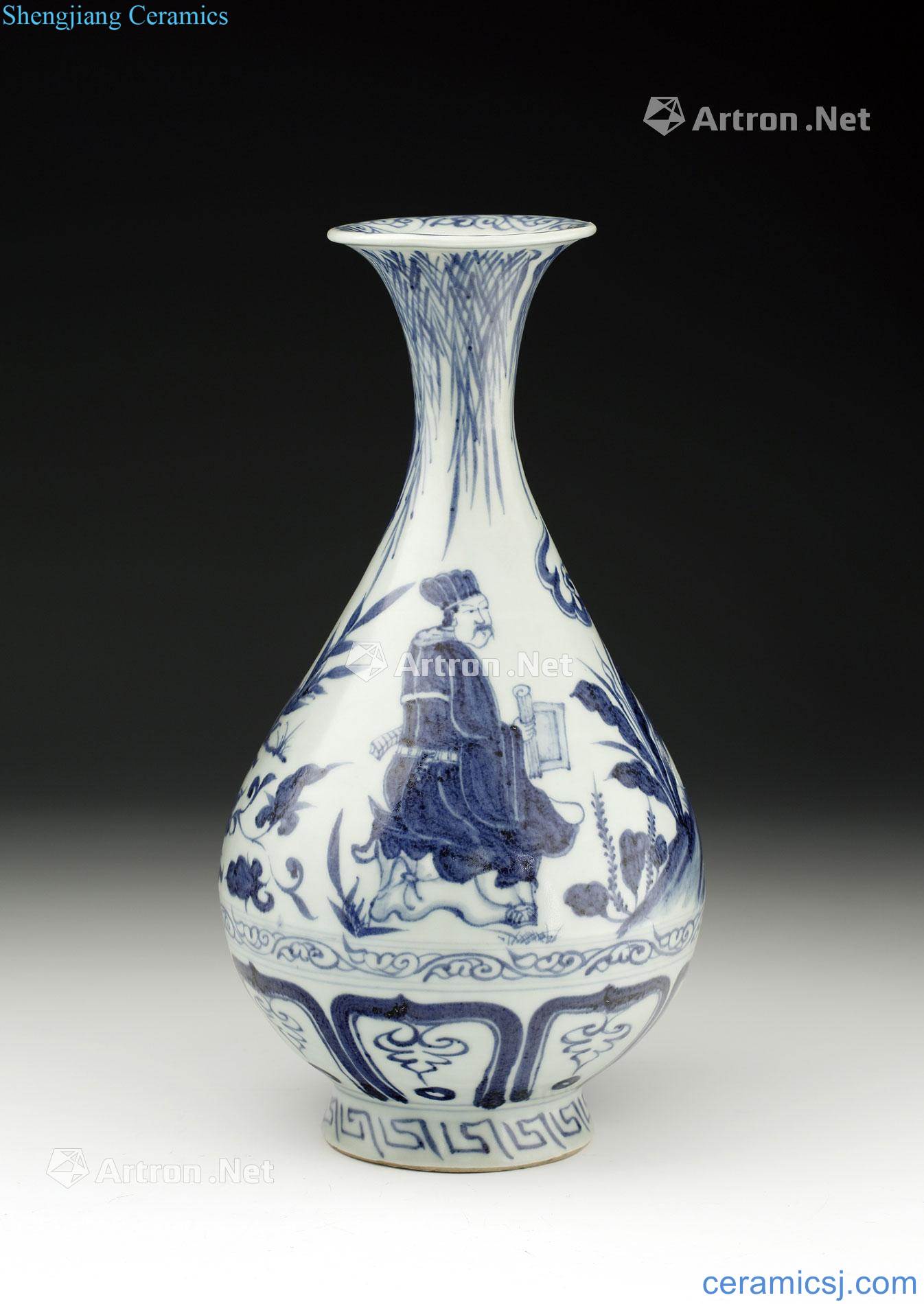 yuan Blue and white figures okho spring bottle