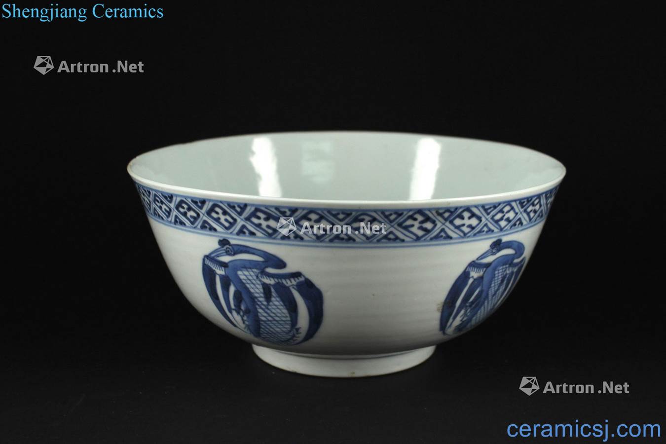 The late qing dynasty Blue and white within five mass of crane grain mansion with large bowl