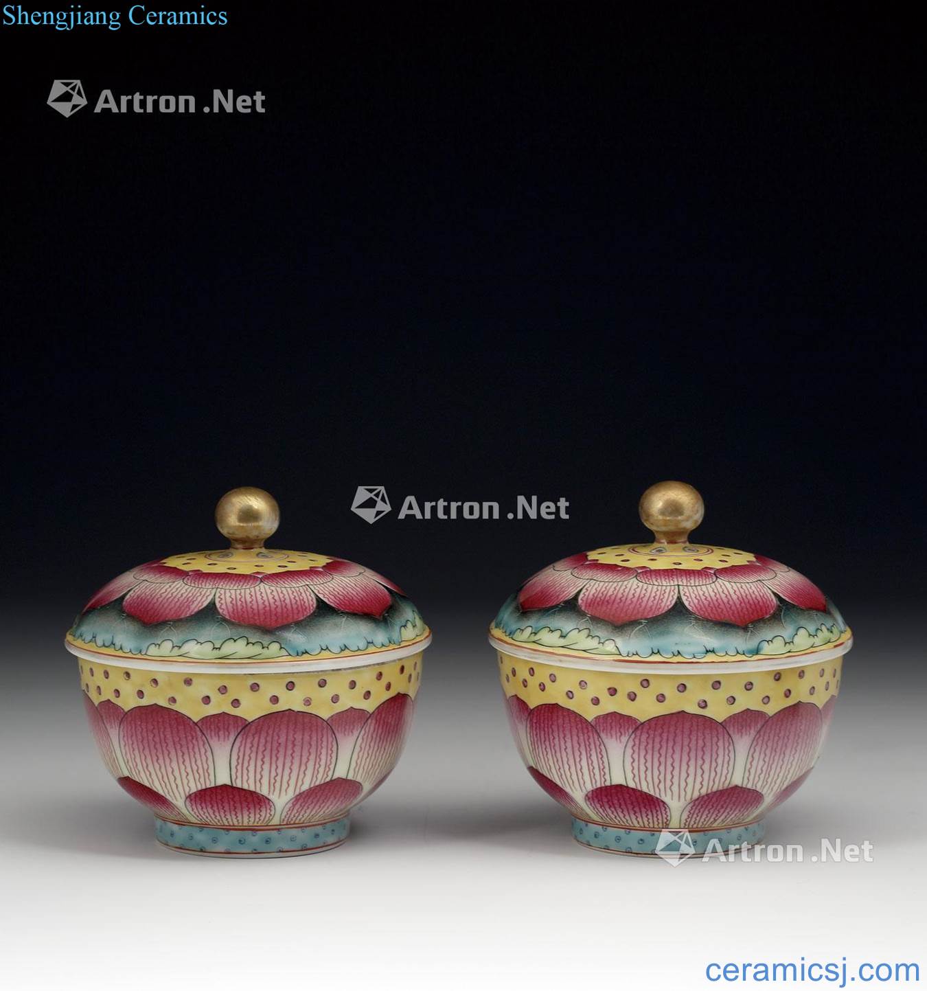 Qing qianlong pastel lotus cover the bowl (a)