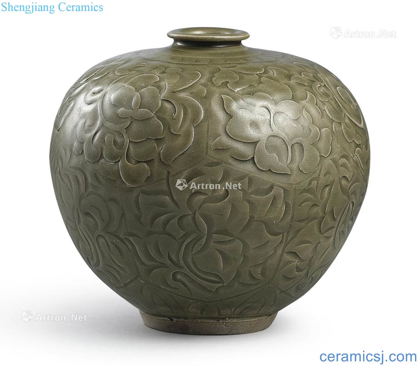 Northern song dynasty Yao state green glazed carved the vase