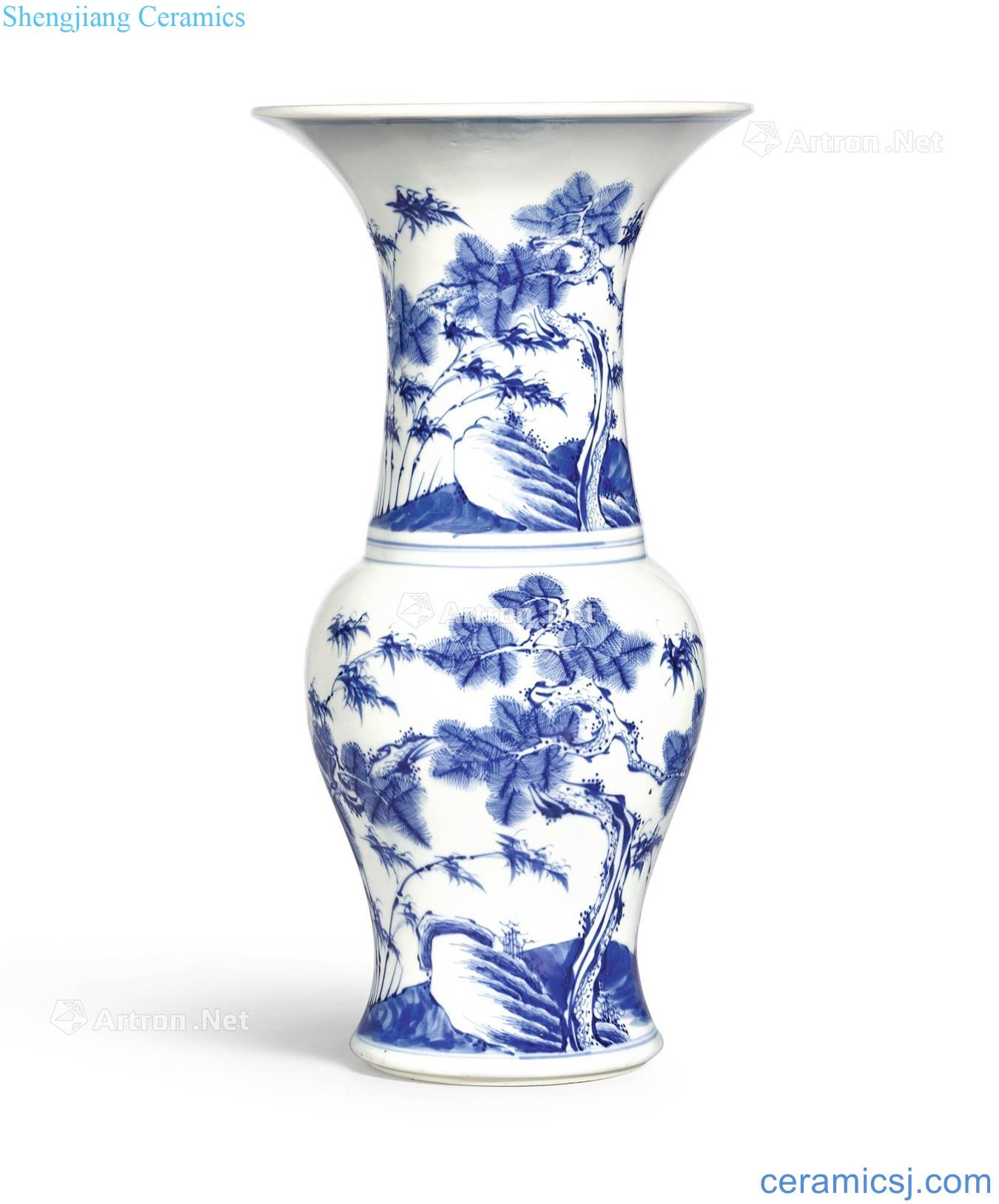 Qing yongzheng Blue and white poetic PND tail-on bottle age