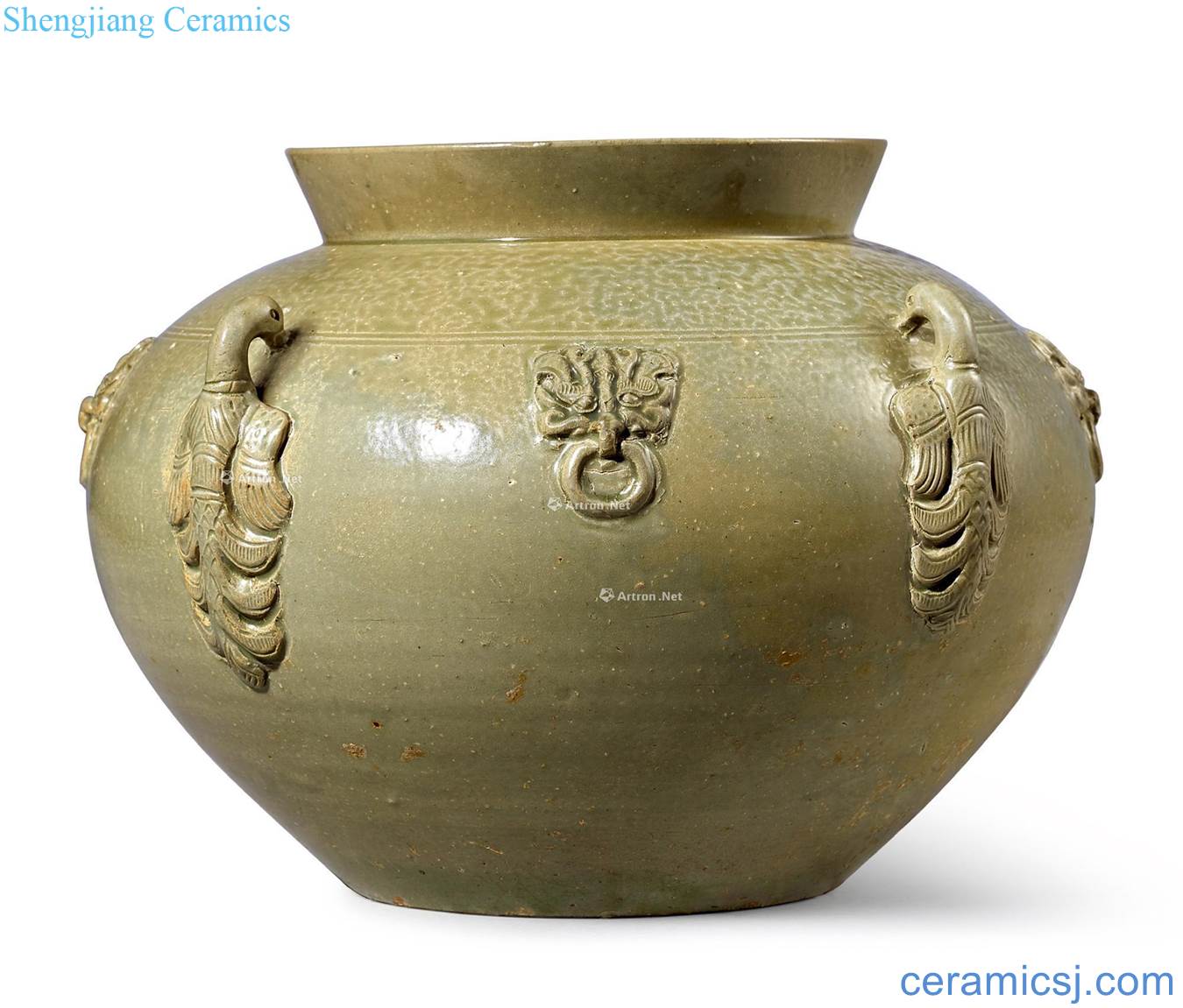 Western jin dynasty, the kiln green glazed goose treasure grain shop first ear tank