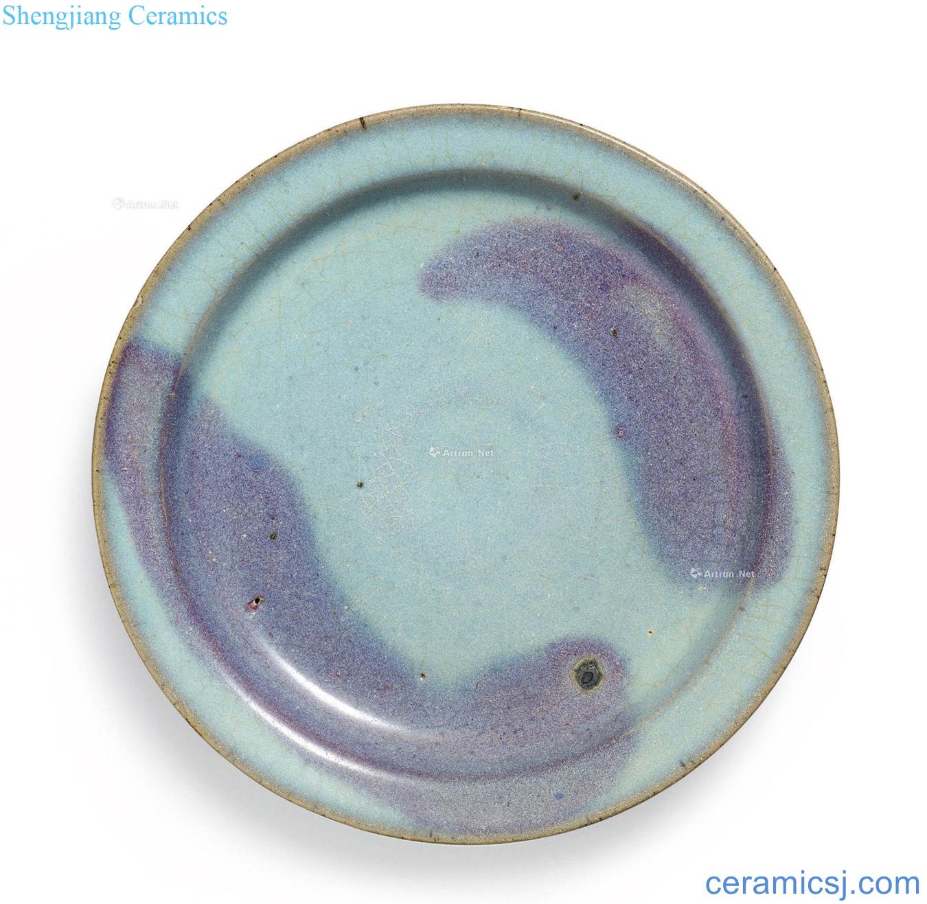 Northern song dynasty to gold Sky blue glaze masterpieces purple ruffled along the plate