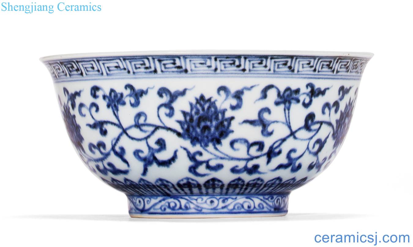 Ming xuande Blue and white lotus flower green-splashed bowls