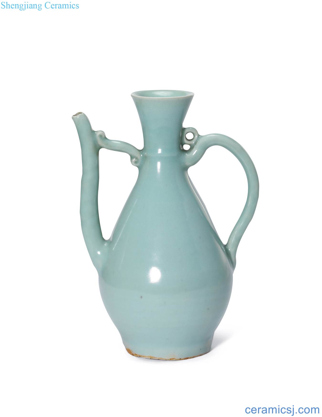 The southern song dynasty Longquan celadon powder blue glaze ewer