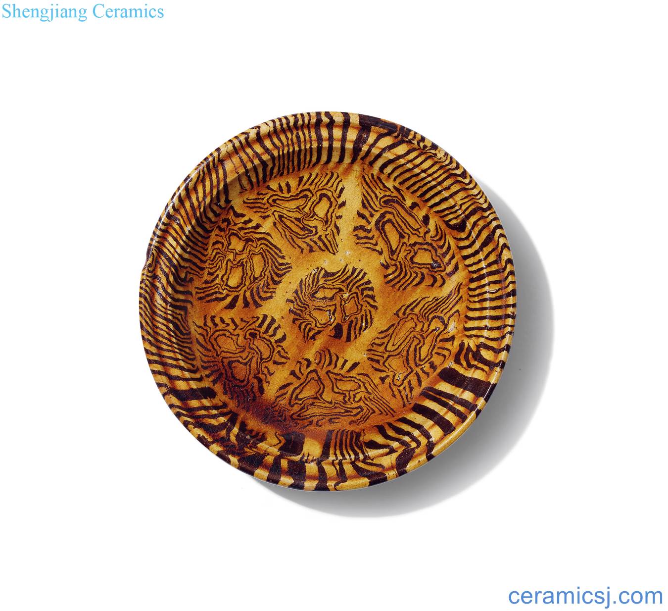 The tang dynasty Ligou yellow glazed twisted placenta three foot plate