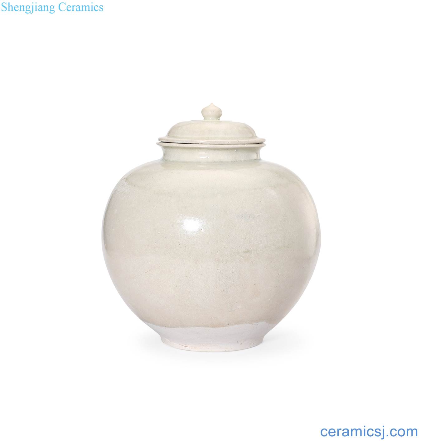 The tang dynasty Ligou kiln white glaze cover tank