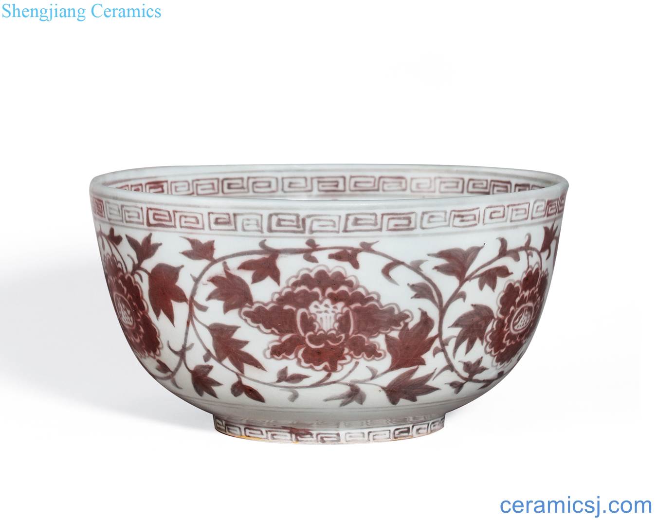 Ming hongwu Youligong tangled branches peony grains big bowl