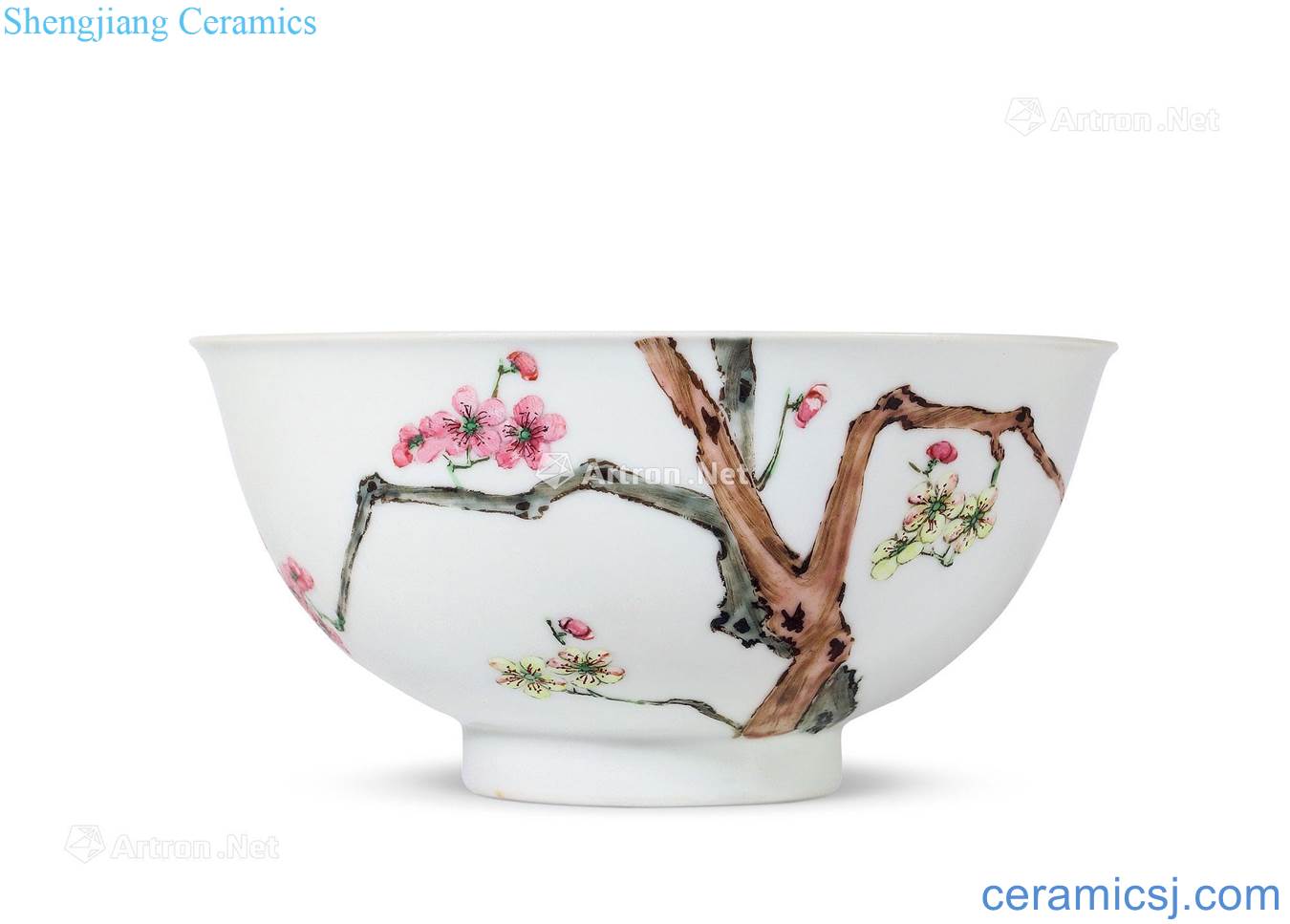 Qing qianlong pastel branch plum blossom green-splashed bowls