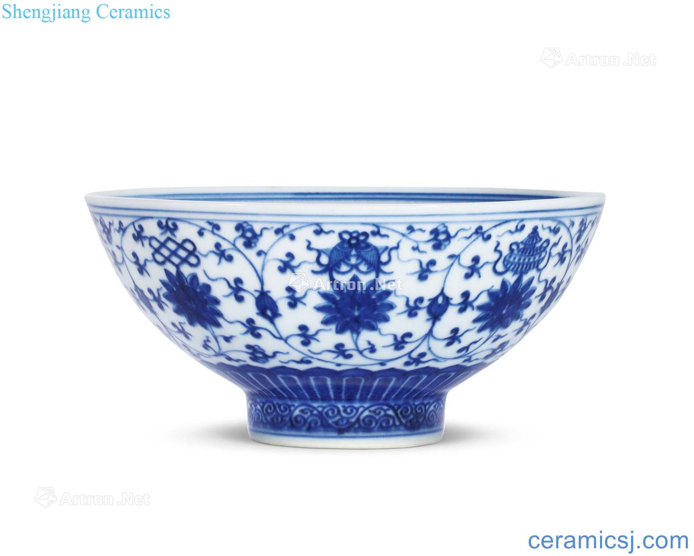 Qing yongzheng Blue and white lotus flower sweet green-splashed bowls
