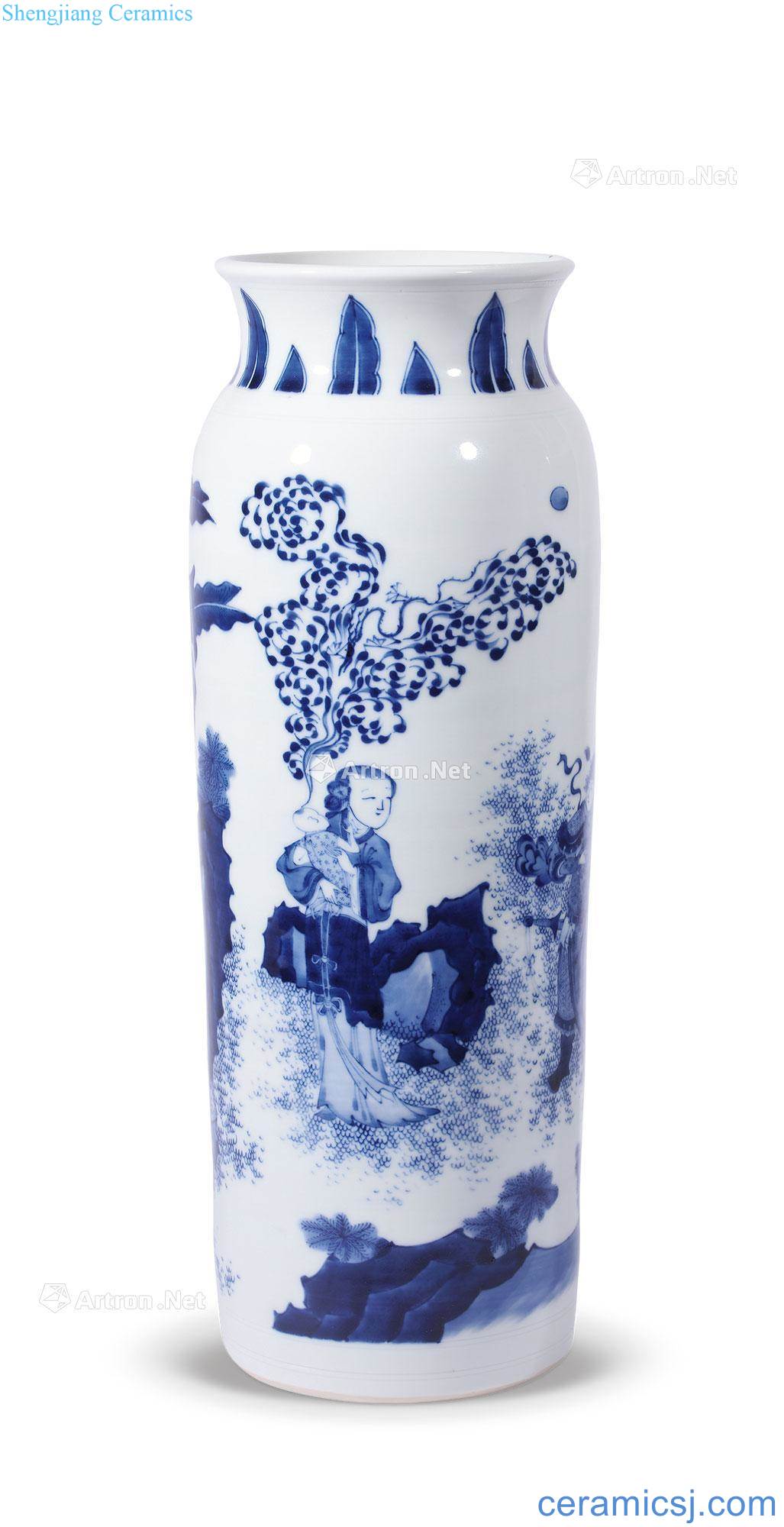 Ming chongzhen Blue and white zhaoyun savior figure bottles