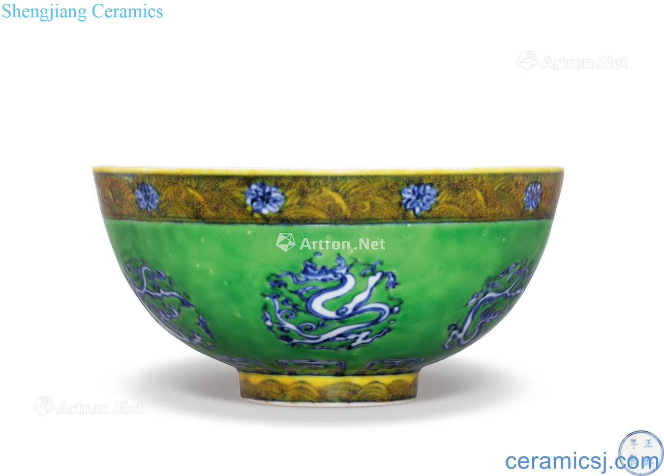 MingZhengDe green Huang Cai blue dragon bowl