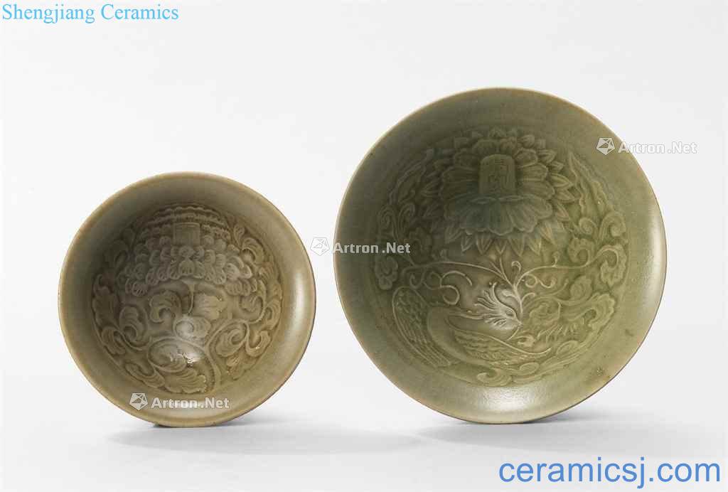 Northern song dynasty printed pastoral Dan wen yao state kiln "observatory" dai li type 盌 Yao state kiln Yin feng bit lotus lines "gaos thought" dai li 盌