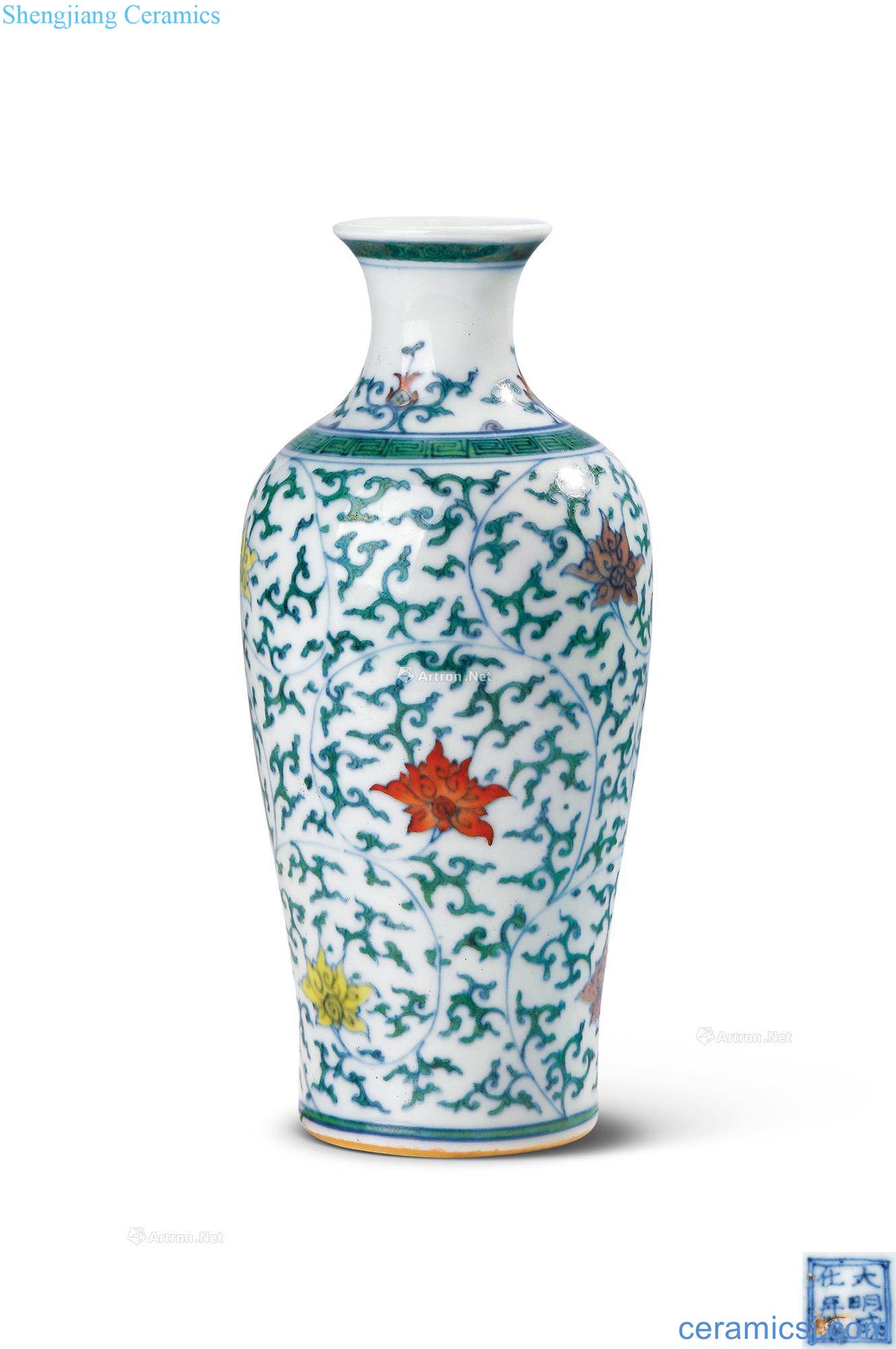 The qing emperor kangxi dou colors flowers goddess of mercy bottle