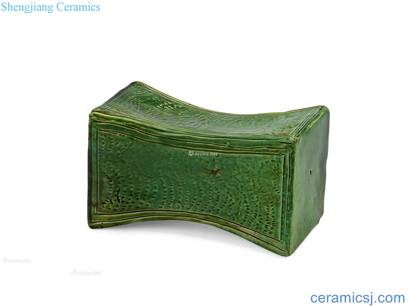 yuan Loins green glaze porcelain pillow