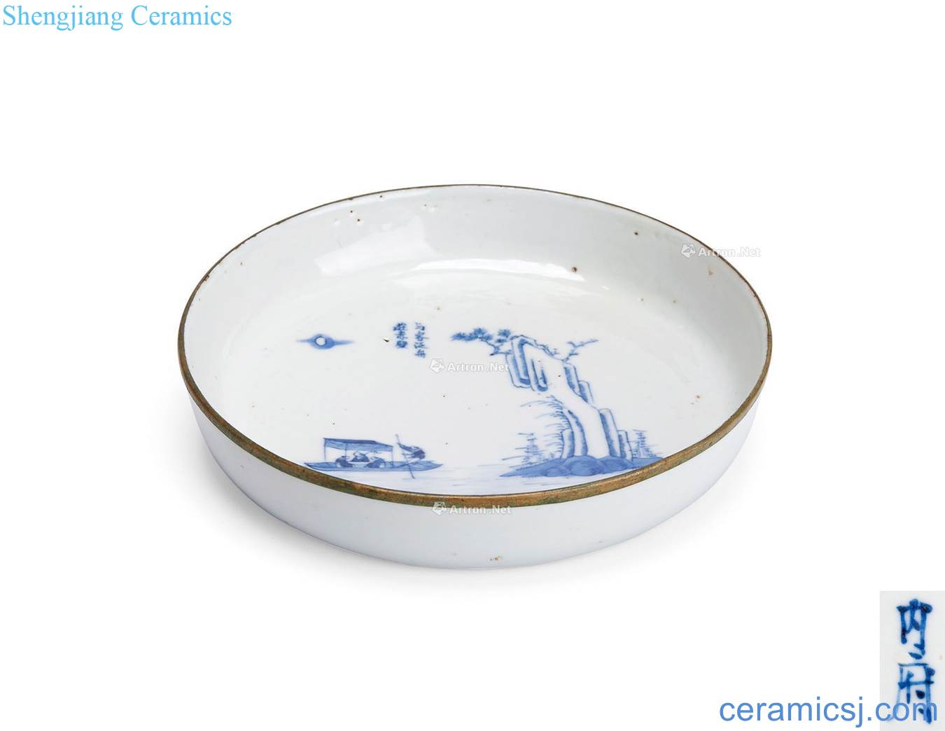 Qing daoguang Blue and red cliff fu xiang dish