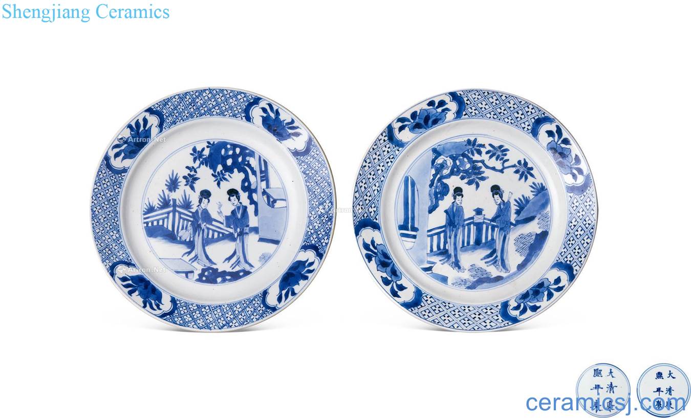 The qing emperor kangxi Blue and white ladies plate (a)