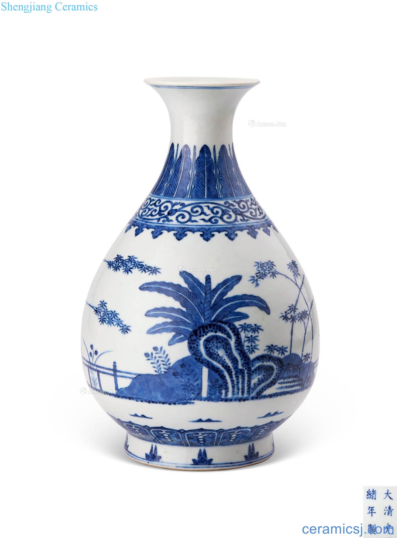 Qing guangxu Blue and white okho spring