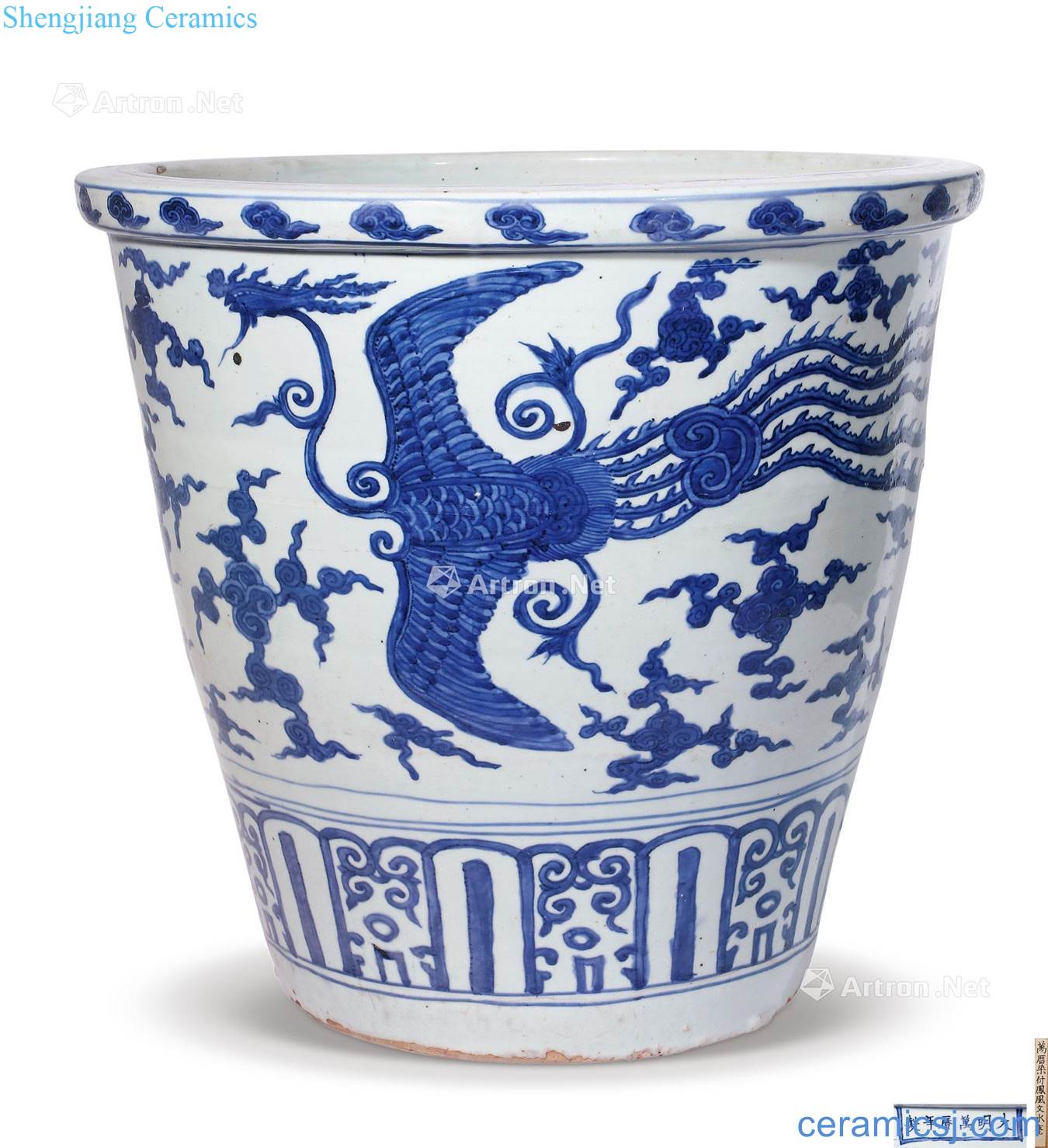 Ming wanli Blue and white grain big crock