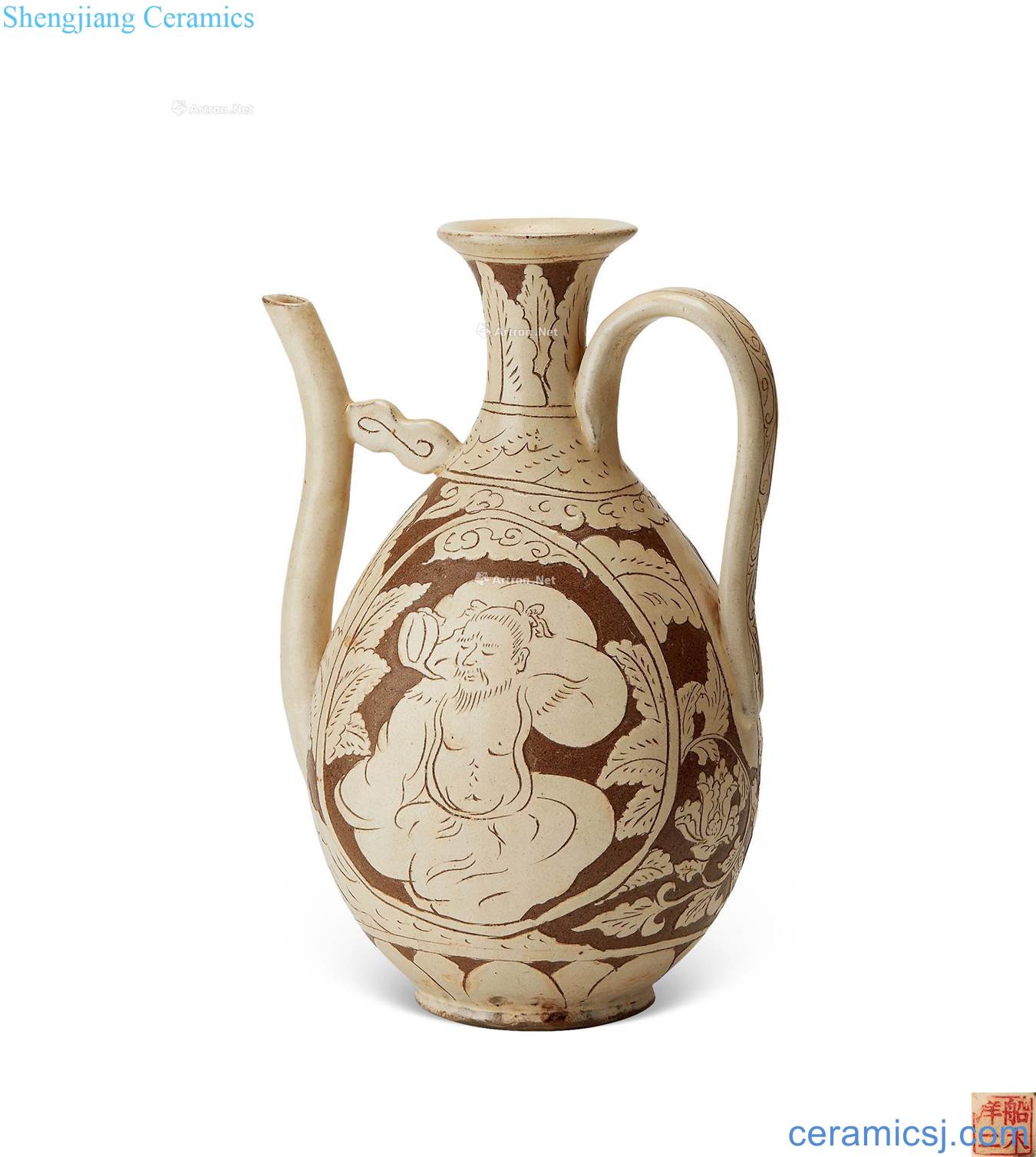 yuan Pick out the white Luo Hanwen ewer