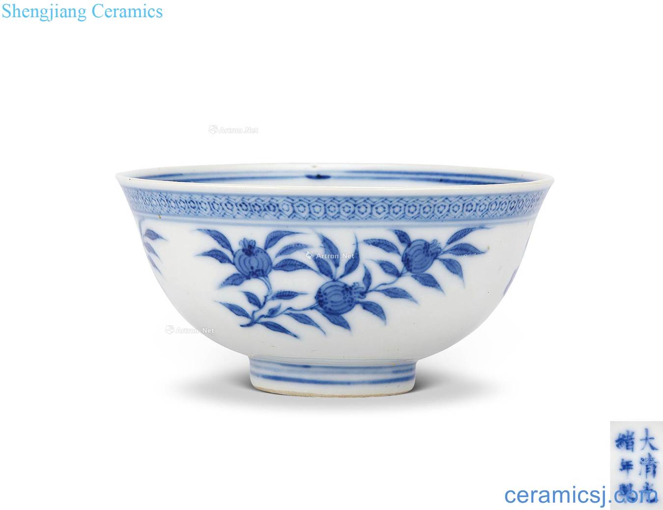 Qing guangxu Blue and white sanduo green-splashed bowls