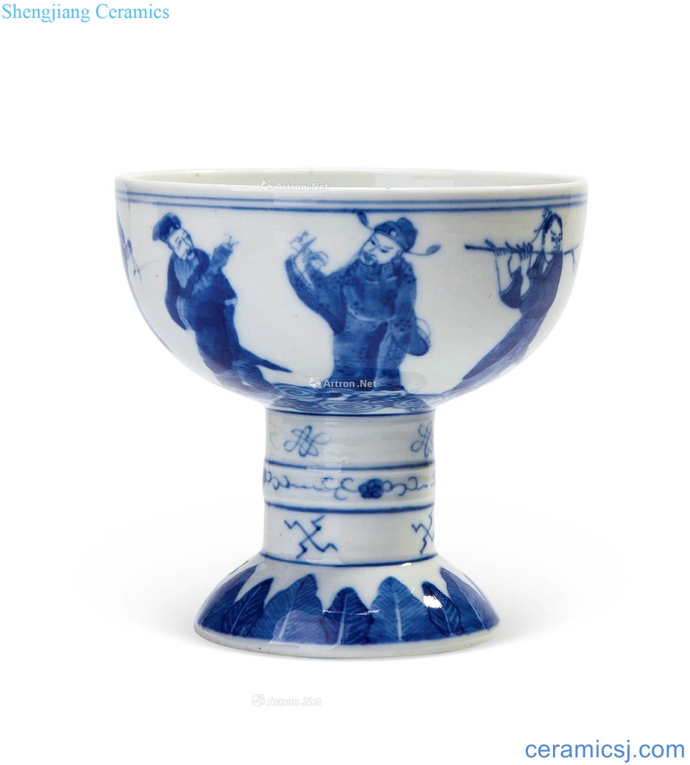 qing Blue and white the eight immortals grain footed bowl