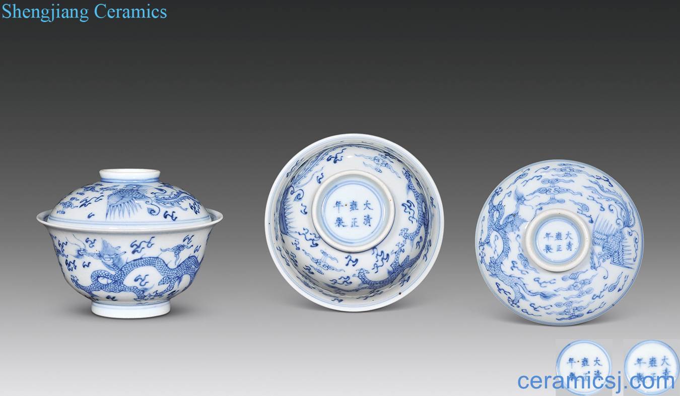 qing Blue and white longfeng grain tureen (a)