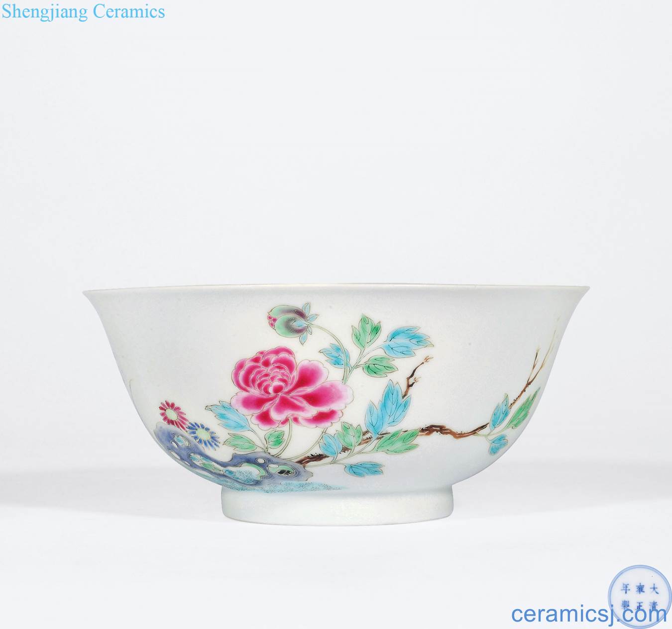 Qing yongzheng pastel flowers grain big bowl