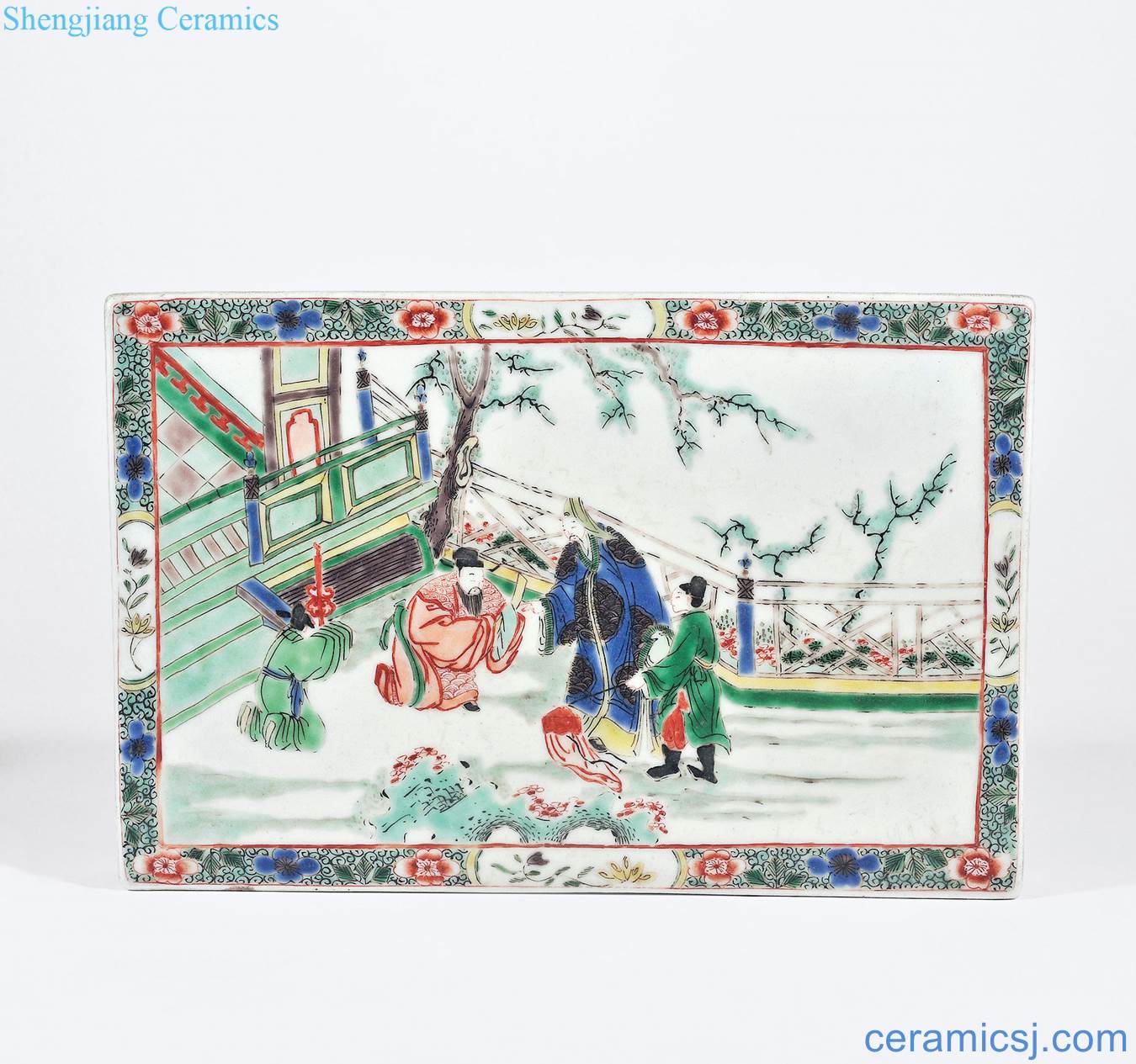 Colorful characters, flowers lines ceramic tile
