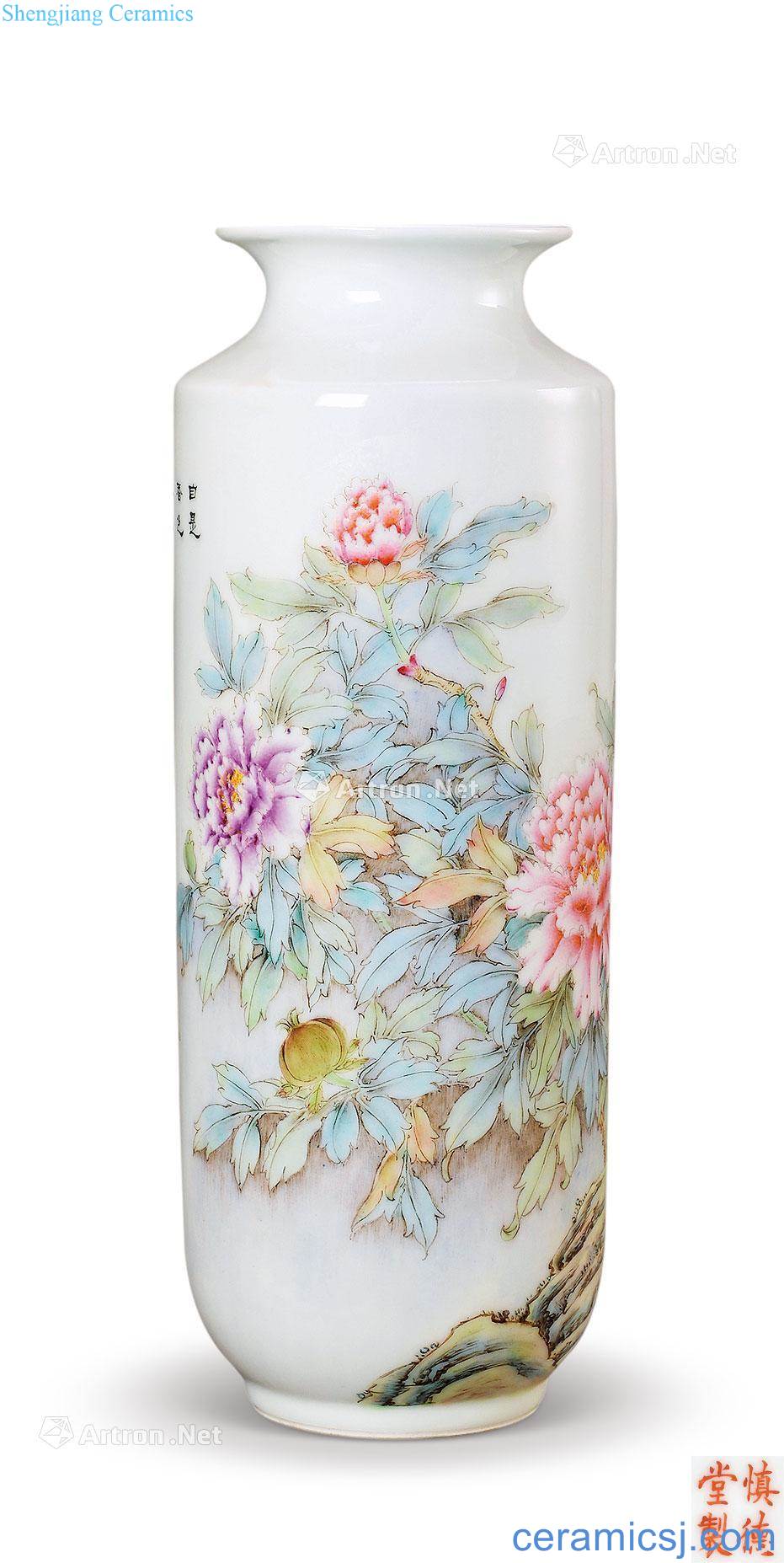 Clear pastel flowers lines cylinder bottles
