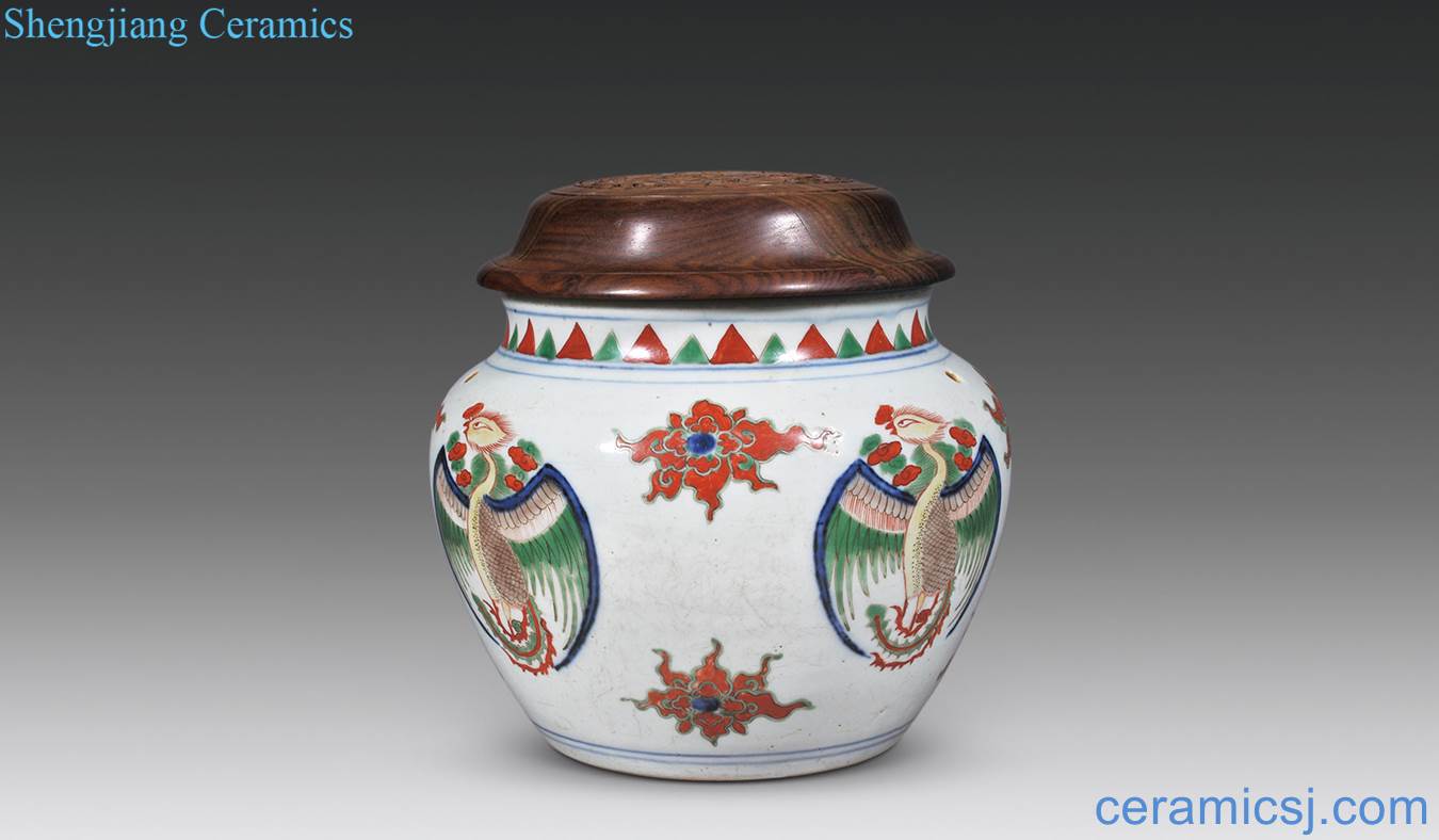 Qing dynasty blue and white color crane grain porridge pot