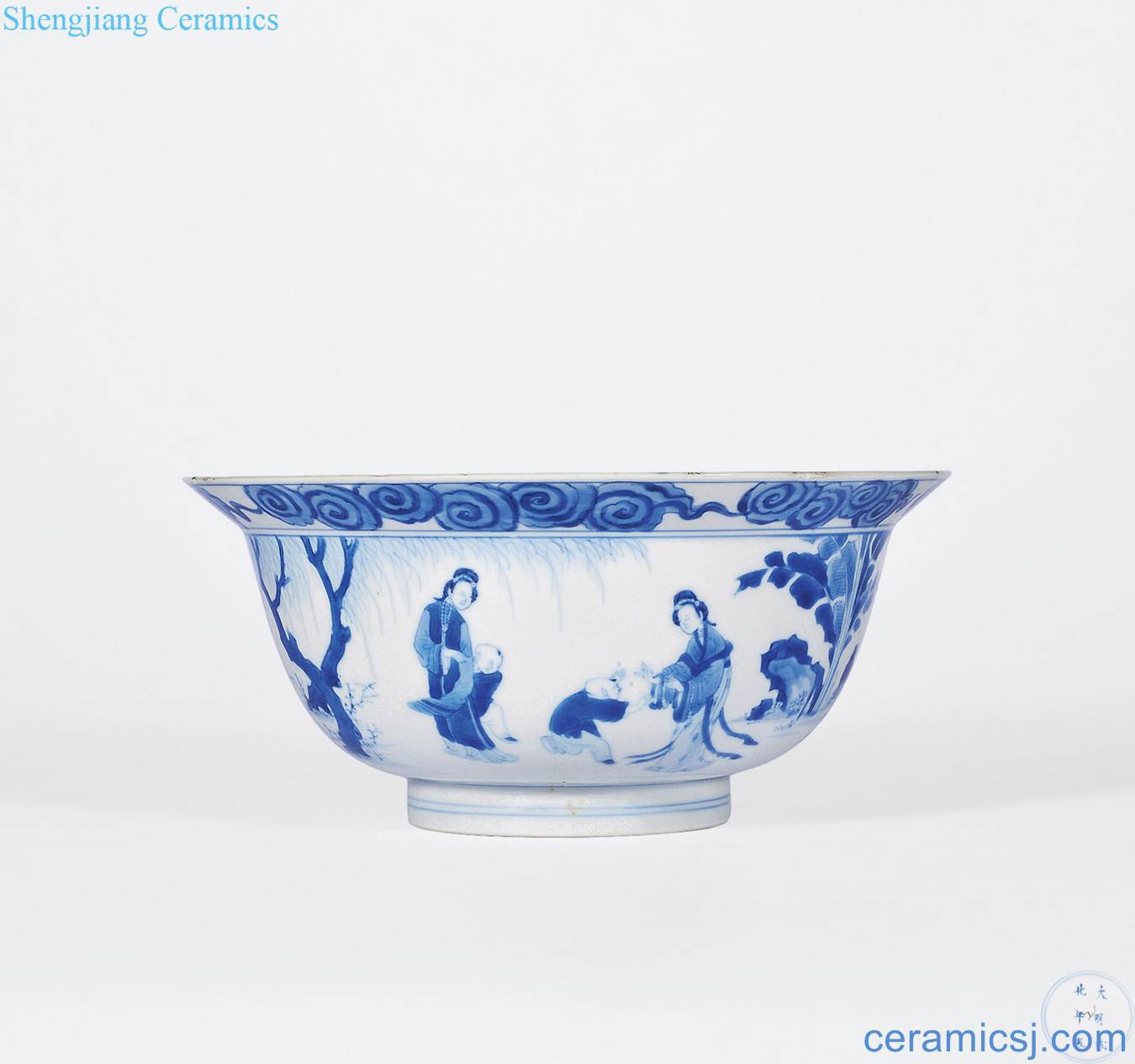 The qing emperor kangxi porcelain godson figure fold along the bowl