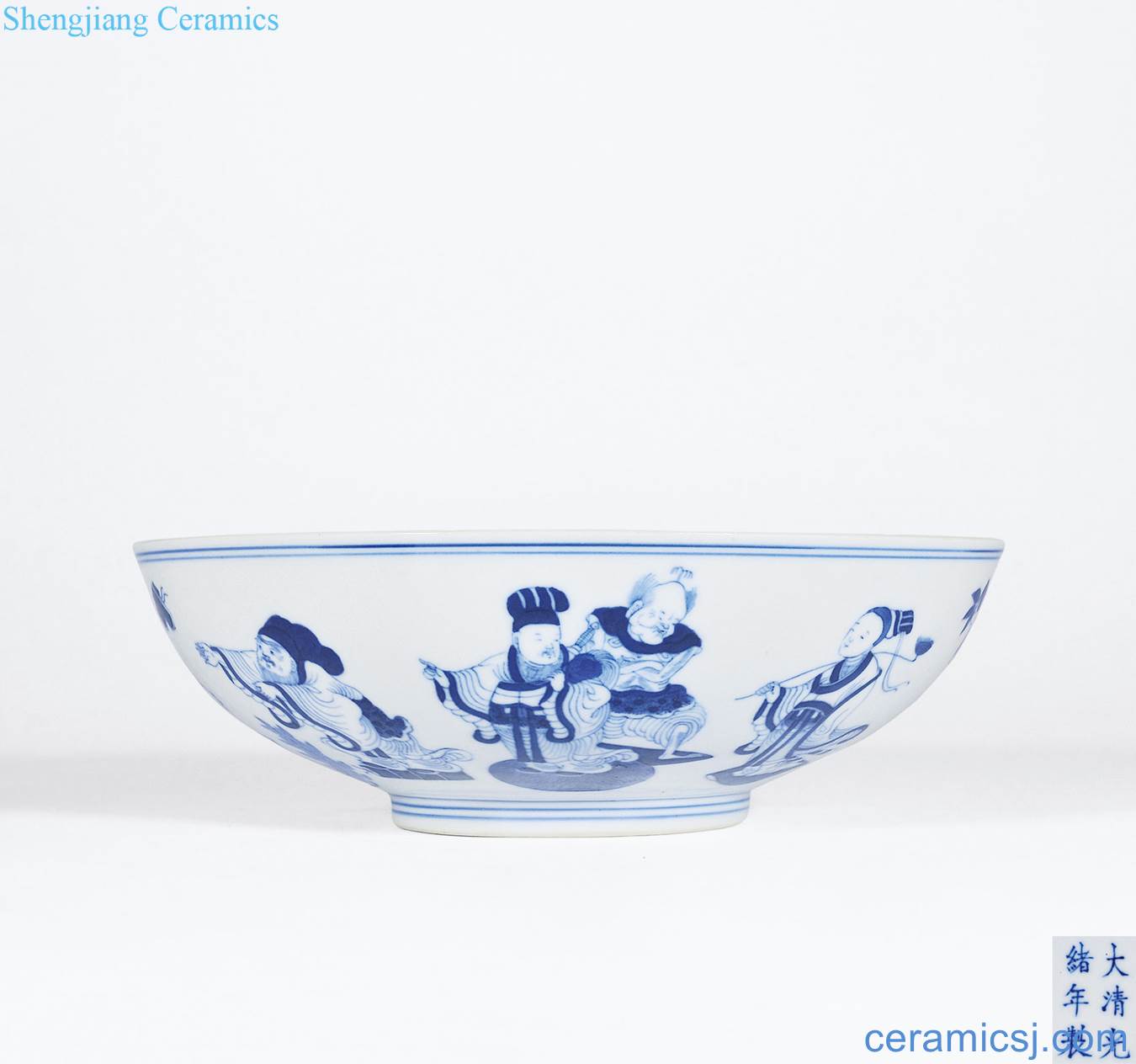 Qing guangxu Blue and white figure large bowl of the eight immortals