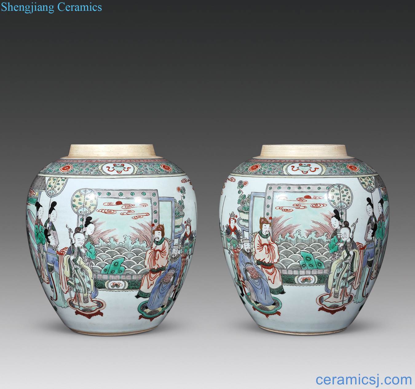 In late qing dynasty Colorful characters grain tank (a)