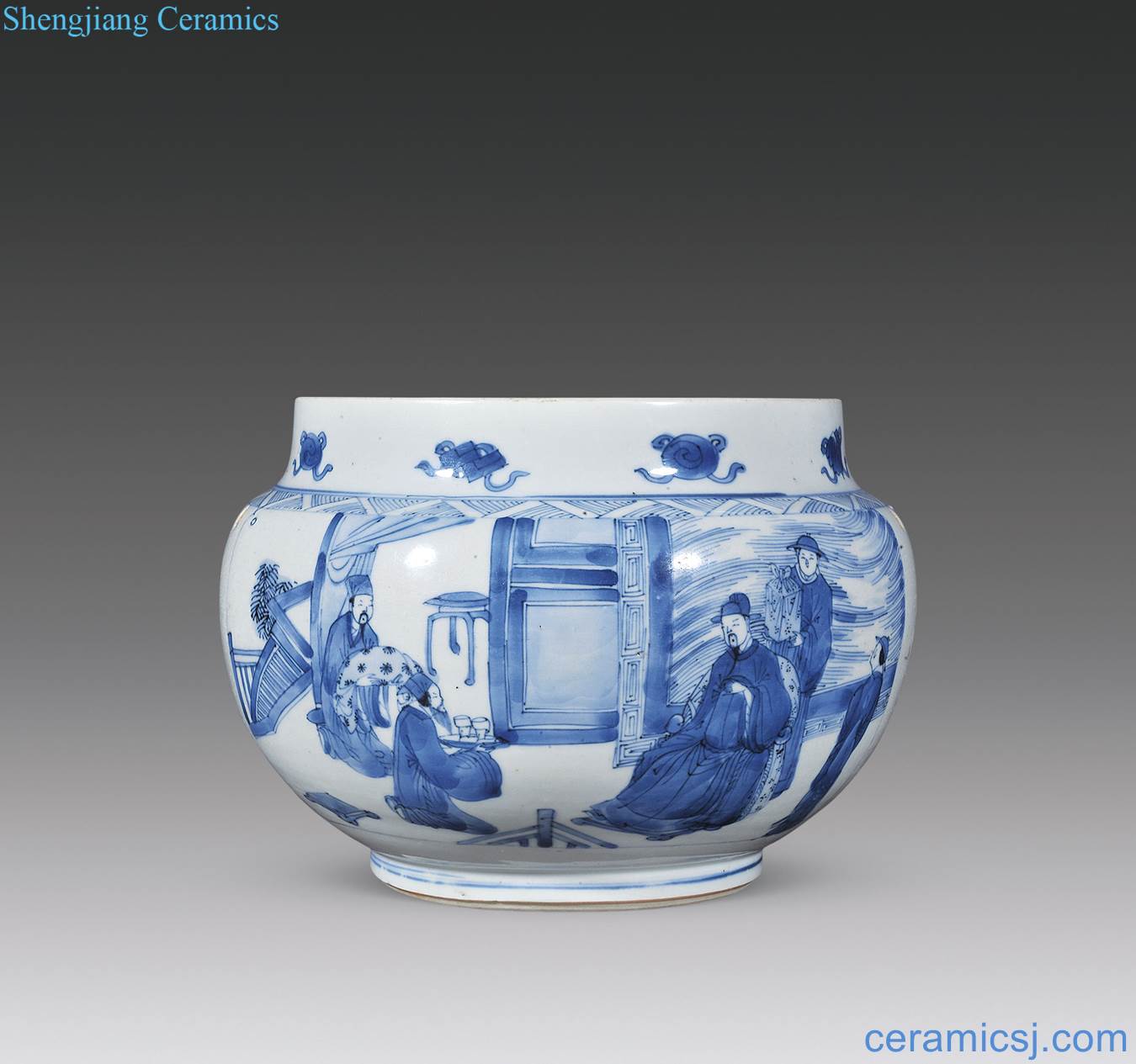 The qing emperor kangxi porcelain medallion figure porridge pot careers