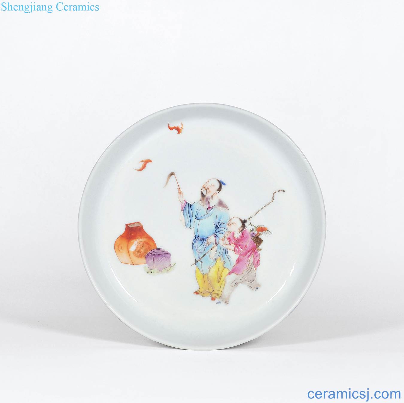 Qing yongzheng pastel figure plate in front