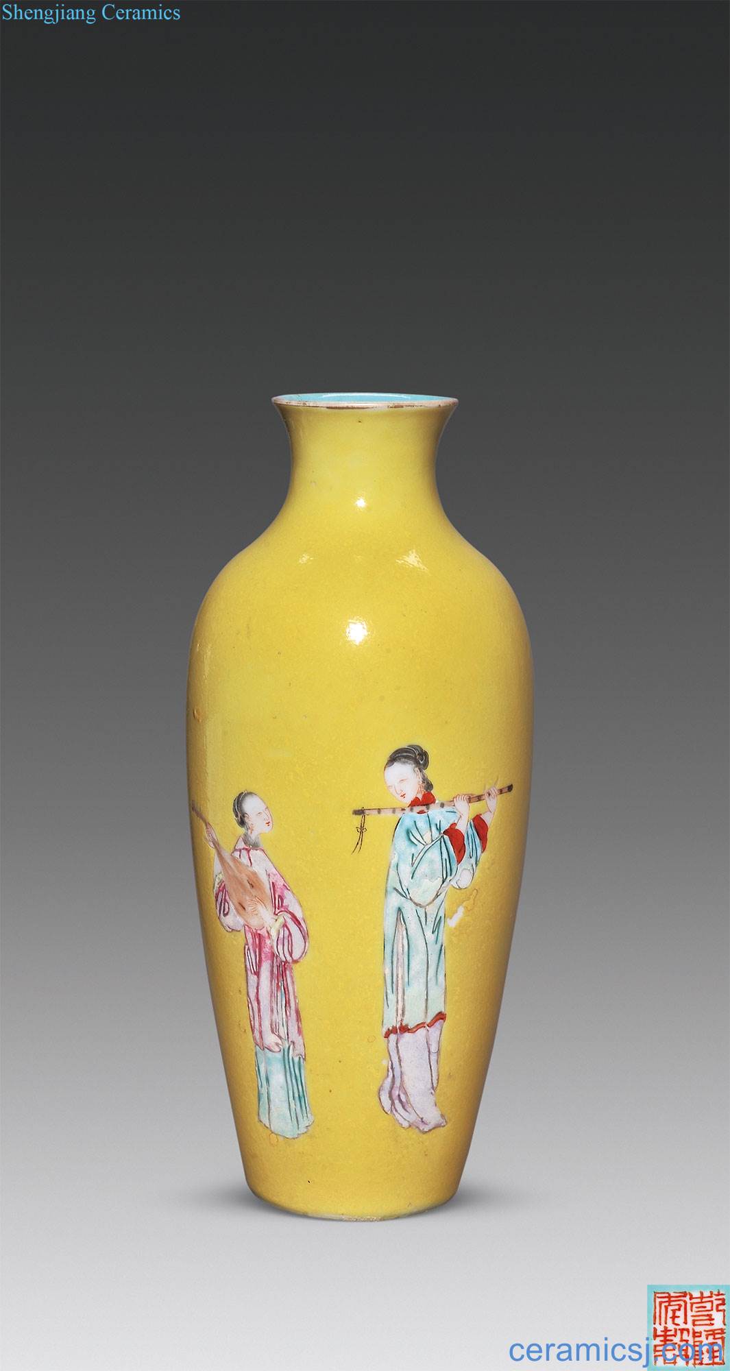 Qing qianlong to pastel yellow bottle had