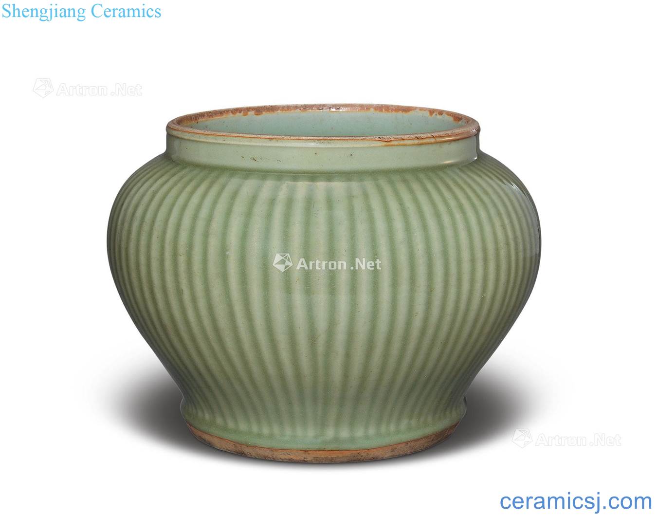 Early Ming dynasty Longquan celadon melon leng cans