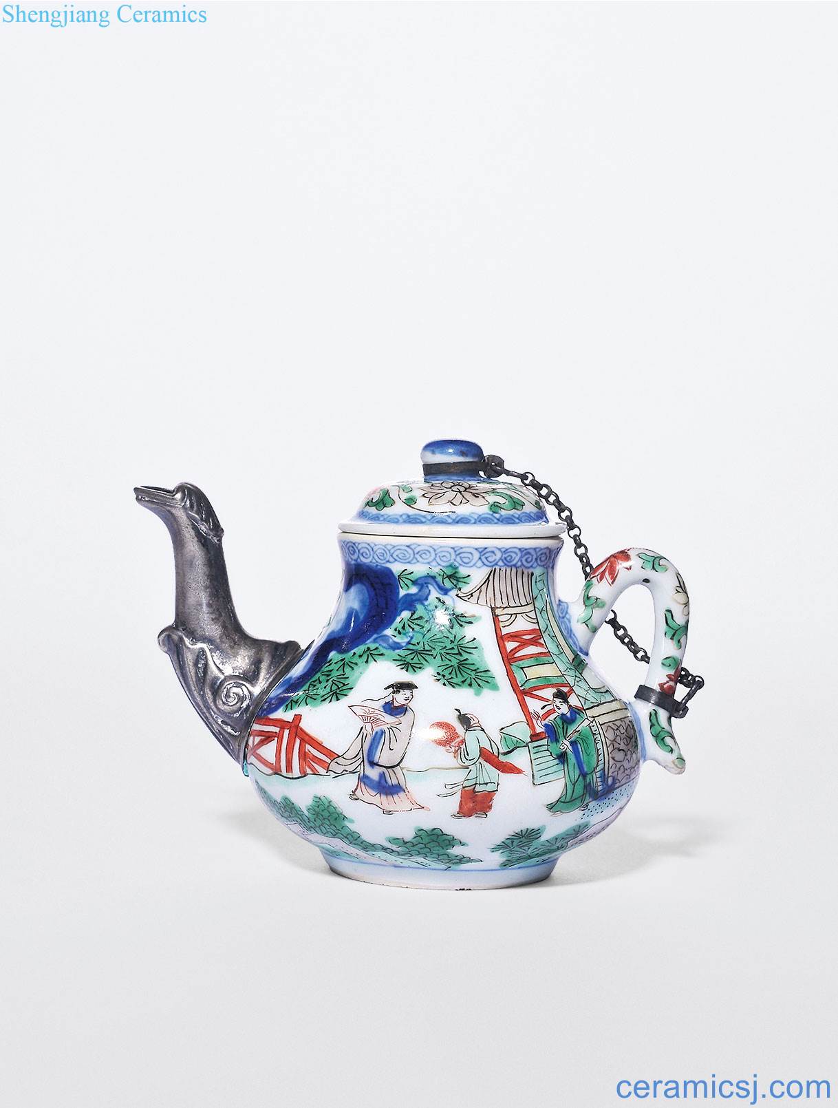 The qing emperor kangxi Blue and white color with jean figure pot of friends and relatives