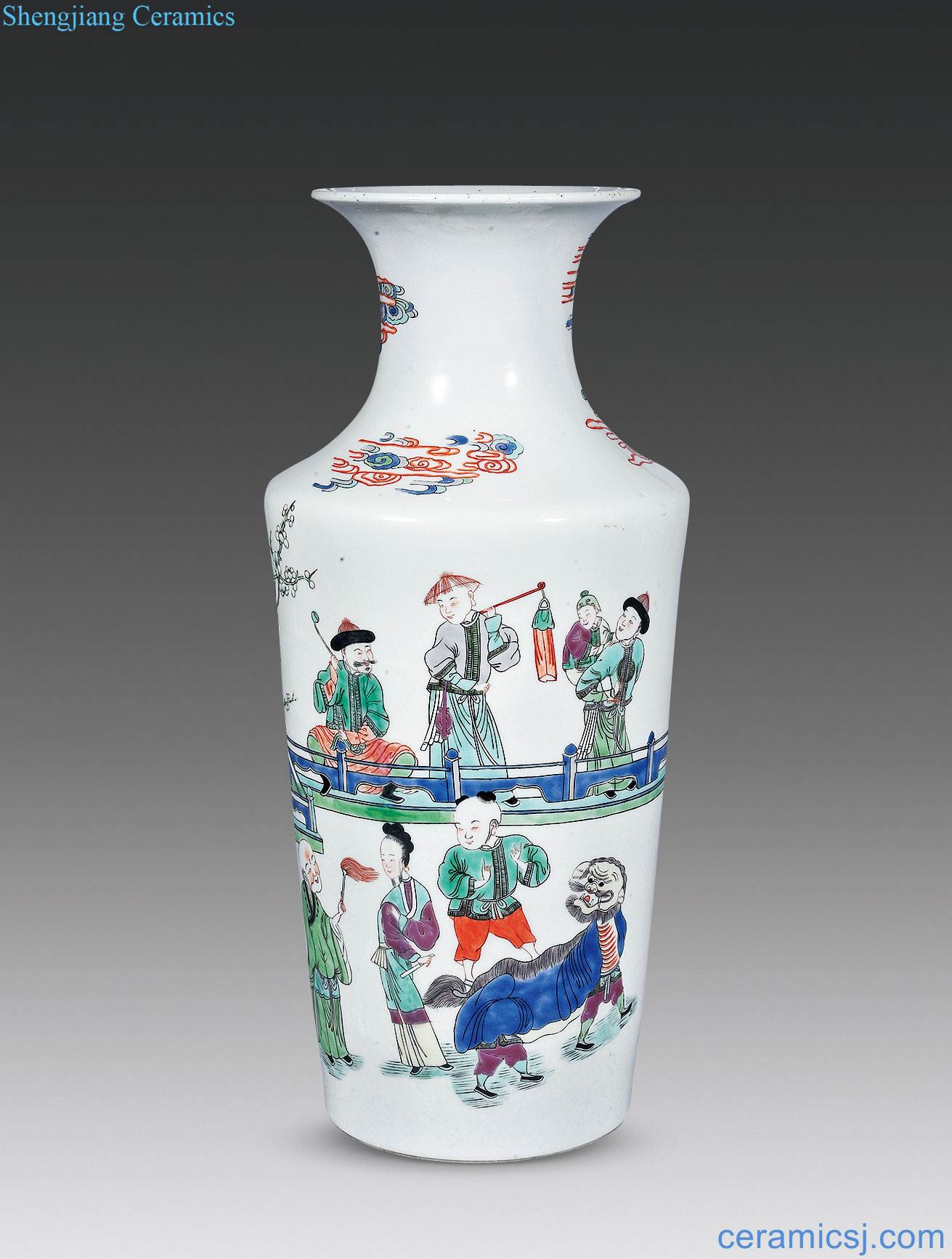 The late qing dynasty grain bottle pastel characters