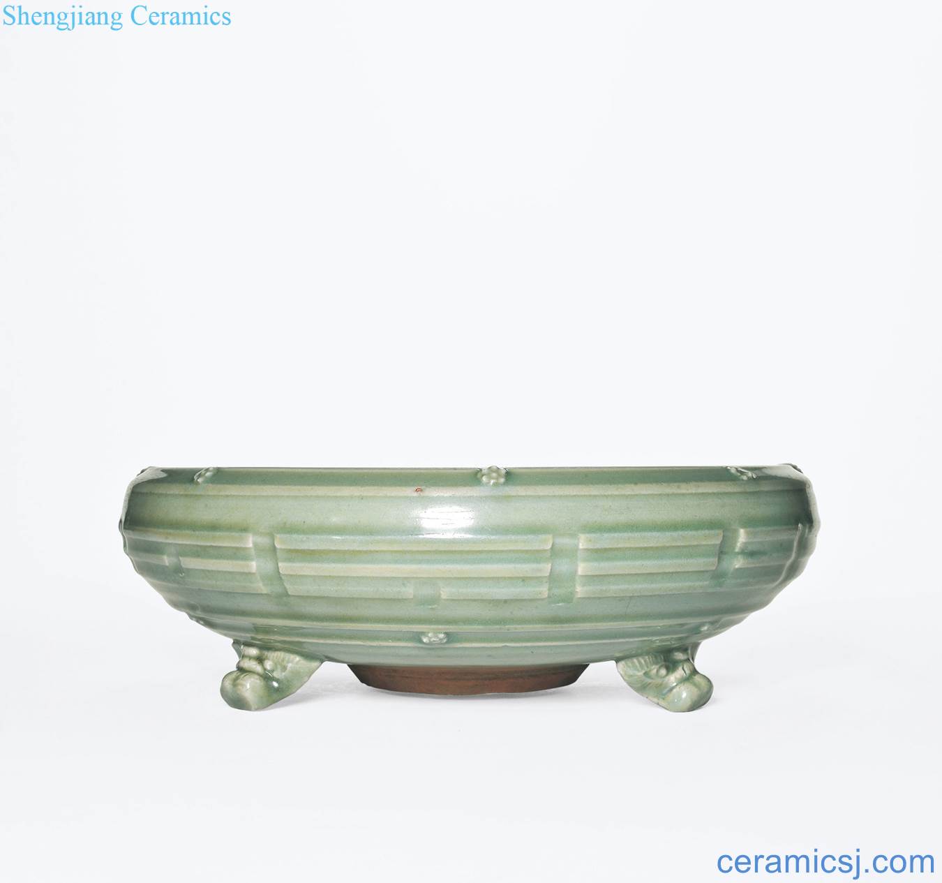 yuan Longquan celadon green glaze paste plastic gossip grain furnace