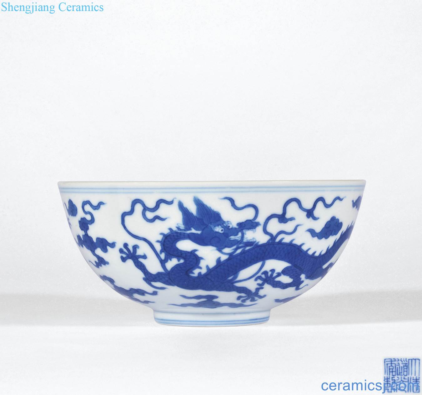 Qing daoguang Imitation pearl blue YunLongWen bowl