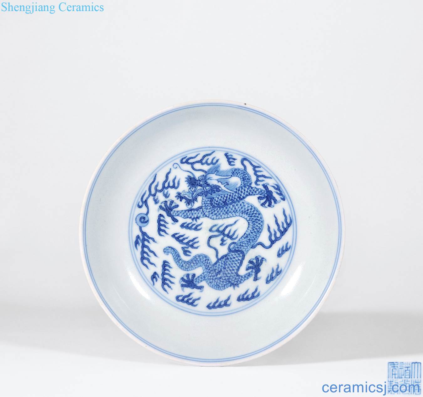 Qing daoguang Blue and white YunLongWen plate