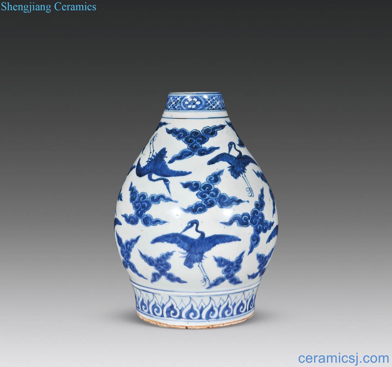 Ming jiajing Blue and white James t. c. na was published grain bottle